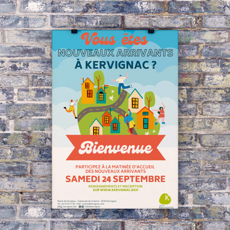 Affiche pour l'accueil des nouveaux arrivants à Kervignac